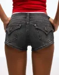 Черные джинсовые мини-шорты Bershka - фото 3