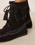 Ботильоны Anais с бахромой из черной замши от ASOS DESIGN - фото 2