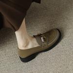 Лоферы женские черные/хаки FMM - фото 9