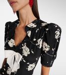 Шелковое платье миди с цветочным принтом Alessandra Rich, Black-White - фото 4