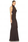 Платье Norma Kamali Halter Turtleneck Fishtail Gown, цвет Chocolate - фото 2