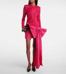 Мини-платье с бантом и пайетками Rotate, Hot Pink - фото 2