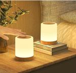 Комплект из 2 светодиодных прикроватных ламп, сенсорная прикроватная лампа с динамической регулировкой яркости, 3 режима, перезаряжаемая от USB, ночник на детской батарейке с настольной лампой для измерения времени LAMON - фото