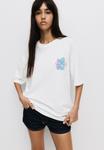 Футболка PULL&BEAR HIBISCUS FLOWER, White - фото 3