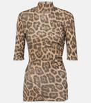 Топ с леопардовым принтом Stella McCartney, Multicolour Brown - фото