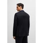 Однобортный пиджак из натуральной шерстяной саржи BOSS, темно-синий - фото 4