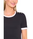 Футболка CeCe Crest Button Detail Baby Tee, Rich Black - фото 3