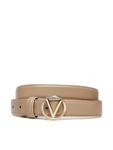 Женский ремень Valentino тонкий с круглой пряжкой, бежевый - фото