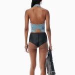 Джинсовый жилет на бретелях Alexander Wang, bleached синий - фото 3