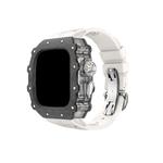 HUALIMEI Часы Strap Apple Compatibility Fluoroelastomer Material 165mm~210mm 60mm, Translucent black middle frame + original black butterfly buckle white strap - фото 10