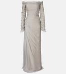 Шелковое платье с открытыми плечами Marmar Halim, Wash Green - фото