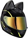 Шлем мотоциклетный Esrada Bluetooth с ушками, черный / желтый - фото