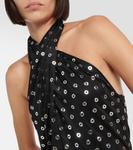 Украшенное платье миди с вырезом халтер Alaïa, черный - фото 4
