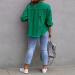 Женская рваная джинсовая куртка с бахромой на подоле и карманами Yesfashion, Sky Blue - фото 4