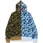 Бейп абс отдельный акула худи на молнии A BATHING APE, зеленый - фото 8