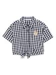 Moschino Kids рубашка в клетку гингем, черный - фото