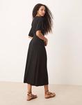 Платье миди с отворотами и пуговицами спереди ASOS DESIGN, черное - фото 4