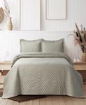 Комплект постельного белья Brisbane Microfiber Solid Oversized Quilt Set, размер Queen Tribeca Living, Open Gray - фото