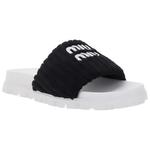 Шлепанцы женские Miu Miu, черный / белый - фото 3