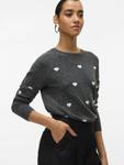 Джемпер Vero Moda VMDOFFY INTARSIA, Dark Grey Melange/White/Grey - фото 4