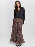 Леопардовый макси-юбка Gina Bacconi, Brown - фото