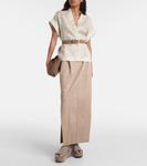 Замшевые шлепанцы на платформе Brunello Cucinelli, серый - фото 2