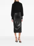 Кожаная юбка миди Alberta Ferretti, черный - фото 2