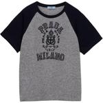 Logo intarsia T shirt PRADA, серый - фото