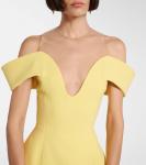 Мини-платье из шерстяного крепа с открытыми плечами David Koma, Yellow - фото 4