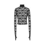 Блуза Saint Laurent Floral Jacquard Point D'esprit Tulle Blouse, черный - фото