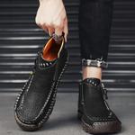 Мотоциклетные ботинки - мотоциклетная обувь с широким носком, водонепроницаемые, ручная прошивка из кожи для походов и вождения Generic, черный - фото 5