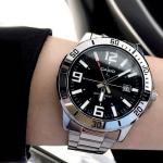 Часы CASIO Stainless Steel Strap Mens SilverBlack Analog, черный - фото 3