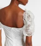 Кружевное платье с бантом и сборками Alessandra Rich, белый - фото 6