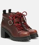 Кожаные ботинки до щиколотки Miu Miu, Cognac - фото