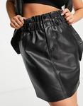 Черная мини-юбка на талии из искусственной кожи Only - фото 2