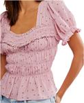 Блуза Free People Adore You Blouse, Bleached Mauve Combo - фото 4