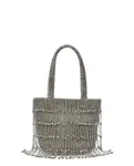 Мини сумка-корзинка с бусинами и бахромой Sfera, серебряный - фото