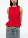 Топ из сирсакера GANNI, красный - фото 3