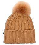 Шапка женская Woolrich шерстяная с помпоном, коричневый - фото 3