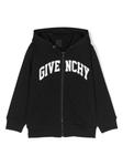 Givenchy Kids худи на молнии с логотипом, черный - фото