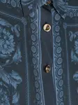 Шелковое платье-рубашка с принтом Barocco Versace Kids, синий - фото 3