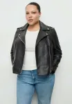 Кожаная куртка Mango, Black - фото