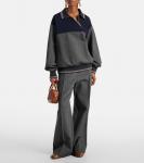 Вязаные полосатые прямые брюки Miu Miu, Grey - фото 2