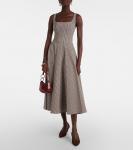 Платье миди в клетку Wells Staud, Dark Chocolate Micro Check - фото 2