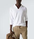 Хлопковая поло из махровой ткани Fedeli, белый - фото 5