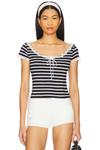 Полосатый топ Suzette от For Love & Lemons, black - фото