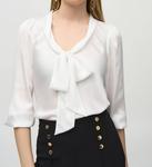 Vneck Bow Tie Pullover Top In Vanilla Joseph Ribkoff, Vanilla - фото