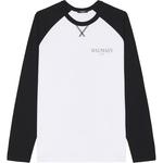 Футболка с длинным рукавом с принтом логотипа BALMAIN, мультиколор - фото