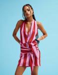 Розовое платье мини в полоску LAAGAM amazona uma - фото 2