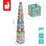 Janod, Башня-пирамида, 10 кубиков с милыми животными - фото 2